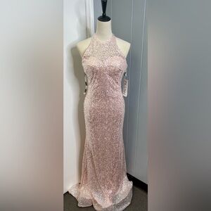 Prom dress/ formal dress/ formal wedding/ blush dress/ sequined dress